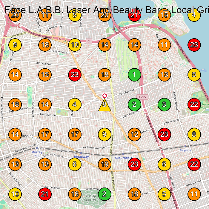 Face L.A.B.B. Laser And Beauty Bar Laser Hair Removal Service GeoGrid ranking map for Queens NY